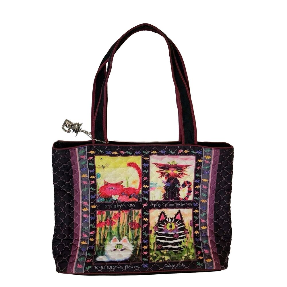 Bradford Exchange Cynthia Schmidt Quilted Colorful Cats Tote 2012 Collectible